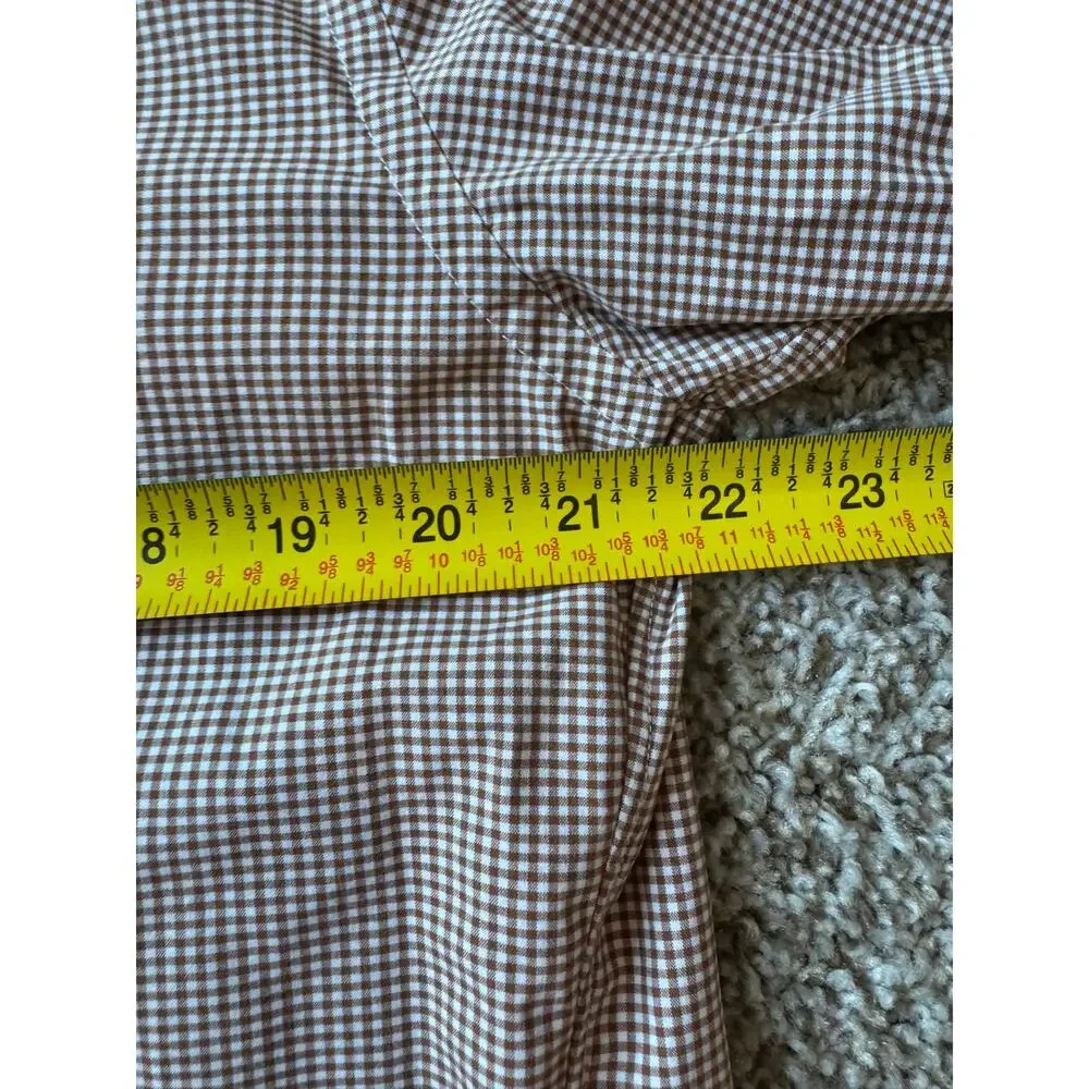 J. Crew Men's Red White Checked Button Down Cotton Shirt Size Medium 15-15.5